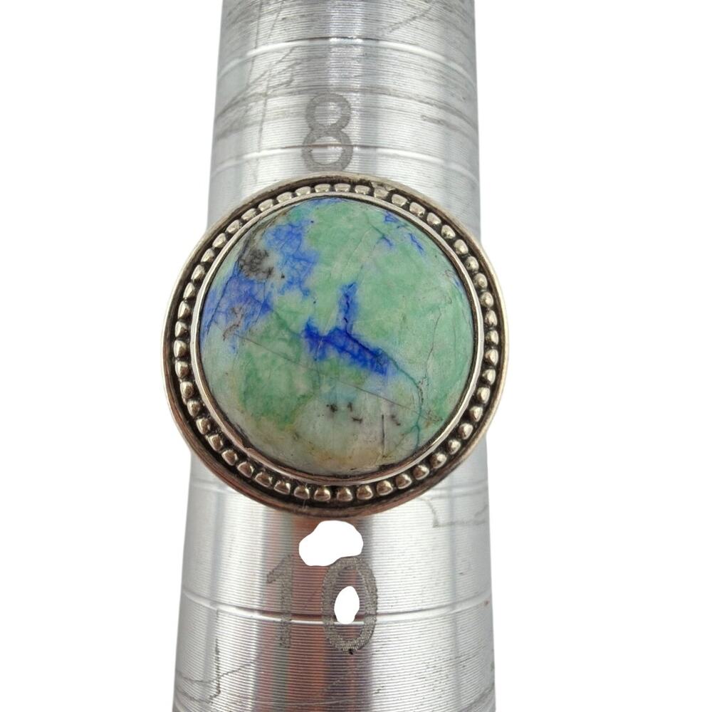 Sterling Silver Azurite Malachite Oval Ring Size 9